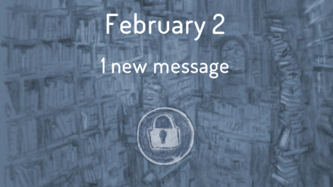 Screenshot of A Thousand Cuts. A locked screen with the date of February 2 and an indicator of 1 new message.
