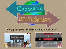 Title Screen for a video game: 'Crossing Boundaries', a game about consent