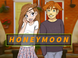 Title Screen for a video game: 'HONEYMOON', a game about healthy relationships
