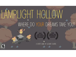 Title Screen for a video game: 'Lamplight Hollow', a game about gaslighting