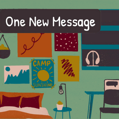 Title Screen for a video game: 'One New Message', a game about resilience and coping strategies